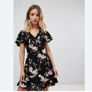New Look Floral Ruffle Tea Dress US Size 2 NWT